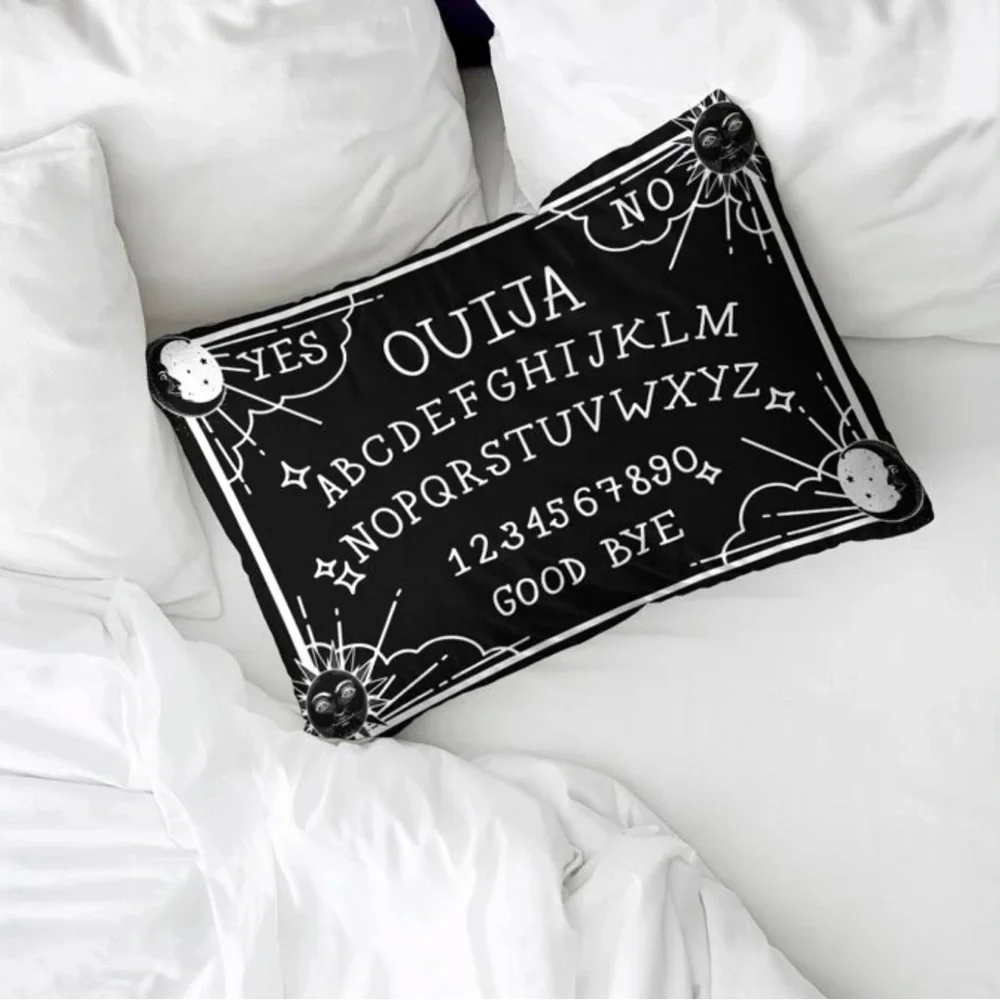 Pillow Cover Ouija Board Moon Stars Skull Black White Lumbar 19.7 in X 11.8